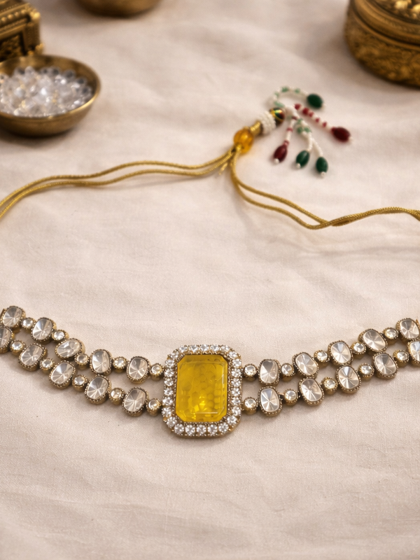 Yellow Sapphire Noor Heritage Necklace Set