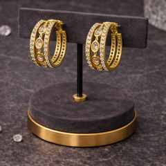 Classic Hoop Earrings with Crystal Stud