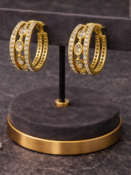 Classic Hoop Earrings with Crystal Stud