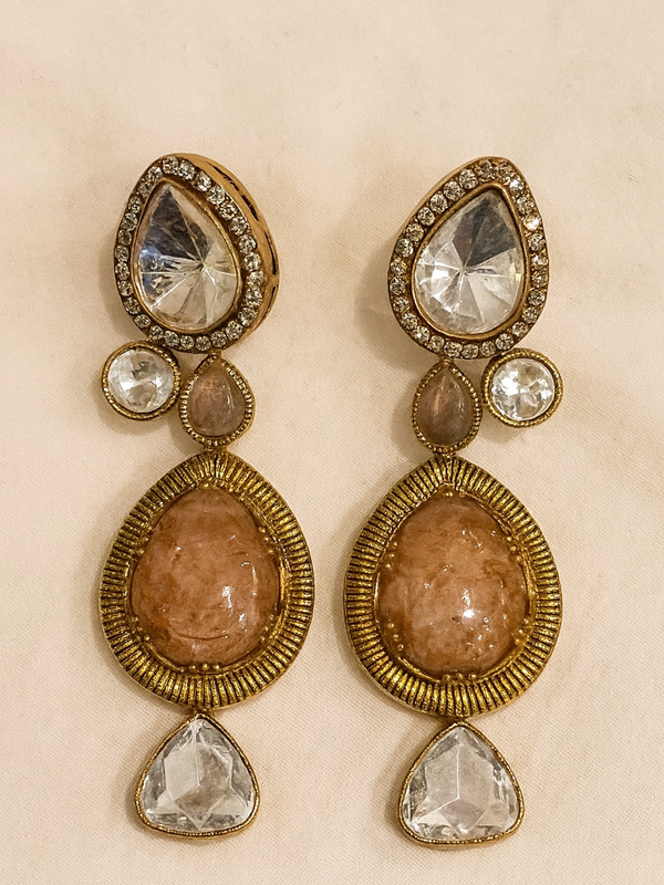 Antique Amber Kundan Necklace Set
