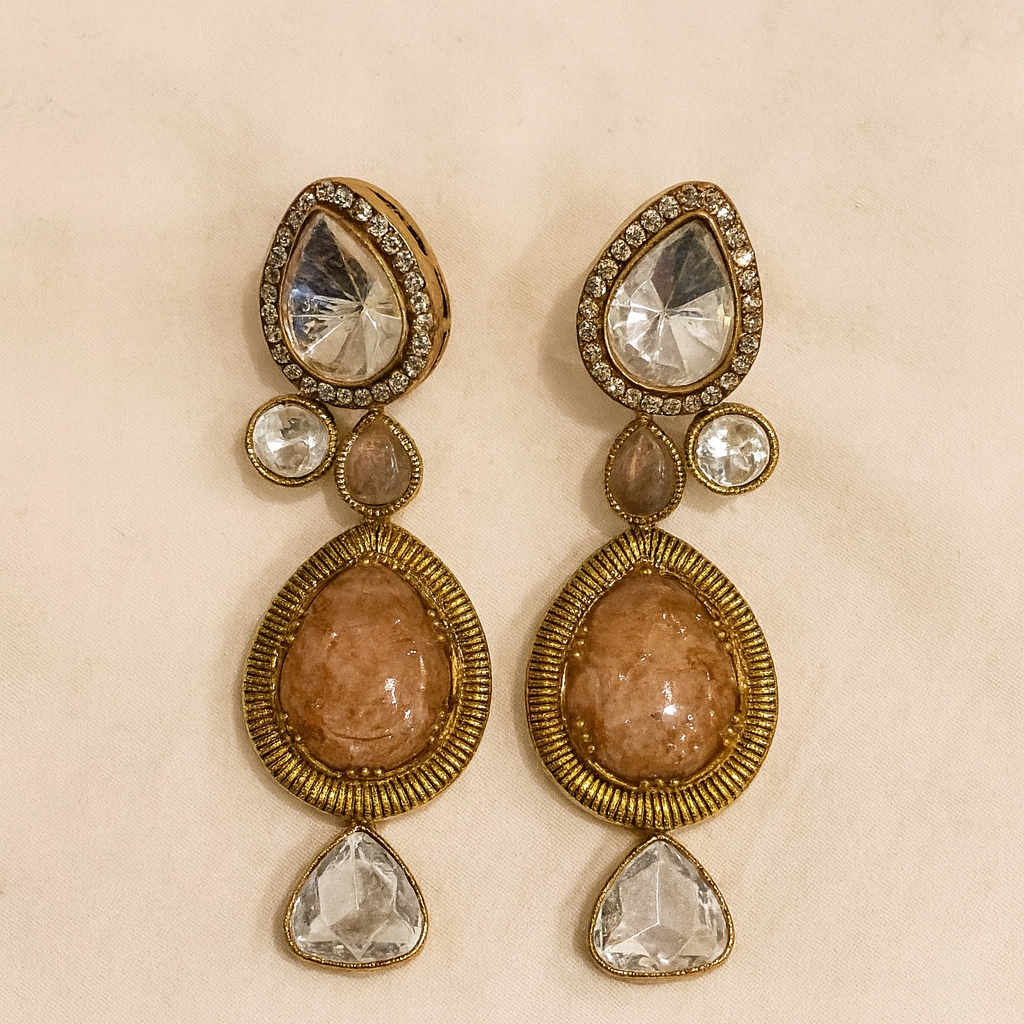 Antique Amber Kundan Necklace Set