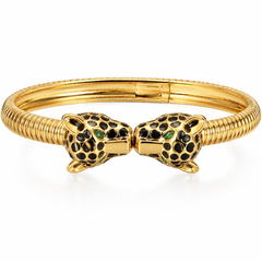 Twin Panther Gold Statement Bracelet