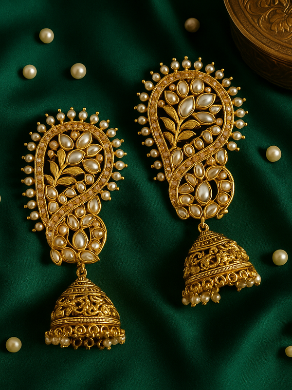 Regal Paisley Kundan Jhumka Ear Cuffs