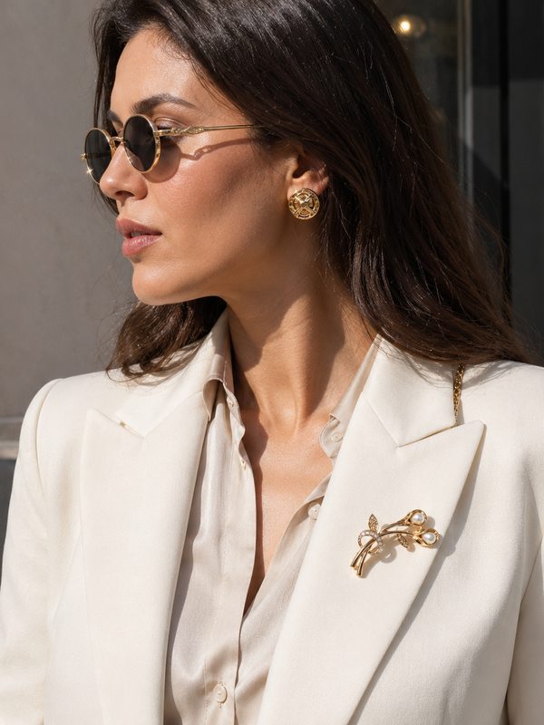 Golden Calla Pearl Brooch