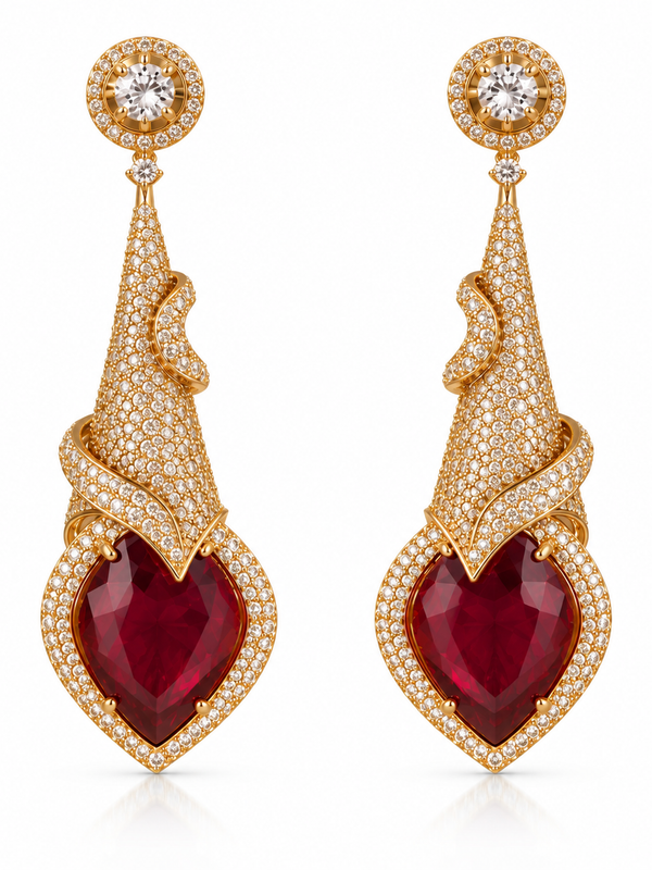 Mehr Ruby Sculptural Drop Earrings