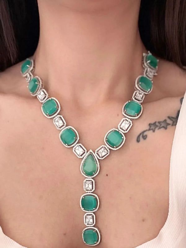 Aqua Glint Diamond Necklace Set