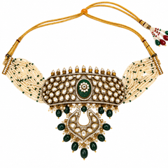 Zehra Emerald Kundan Choker & Chandbali Earrings Set