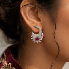 Ruhani Ruby Crescent Earrings