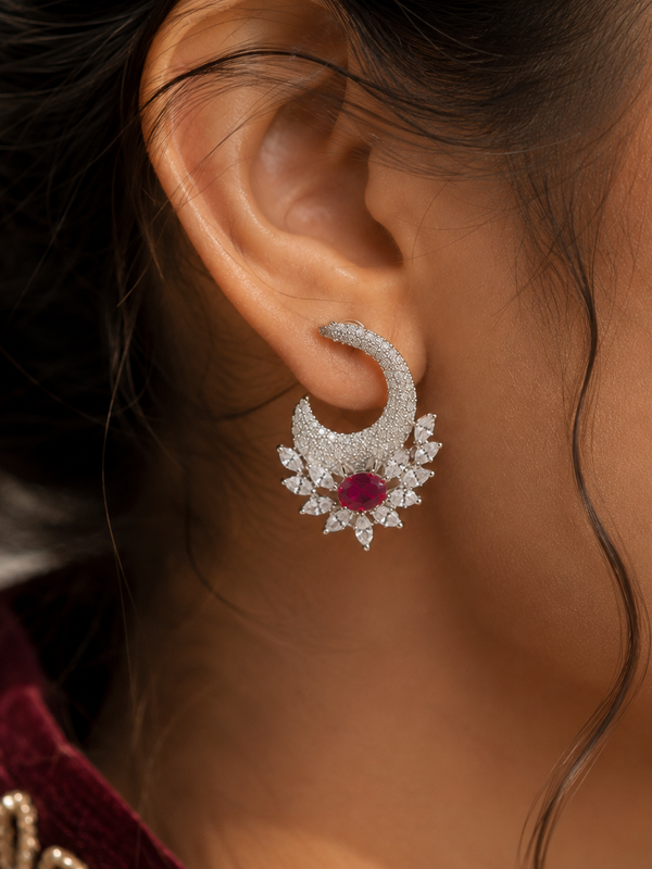 Ruhani Ruby Crescent Earrings