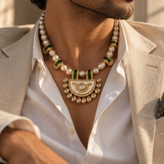 Abeer Pearl & Emerald Men’s Festive Necklace
