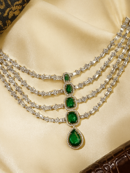 Emerald Cascade Diamond Necklace Set