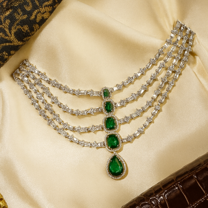 Emerald Cascade Diamond Necklace Set