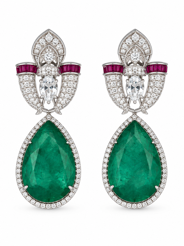 Meher Emerald & Ruby Statement Necklace Set