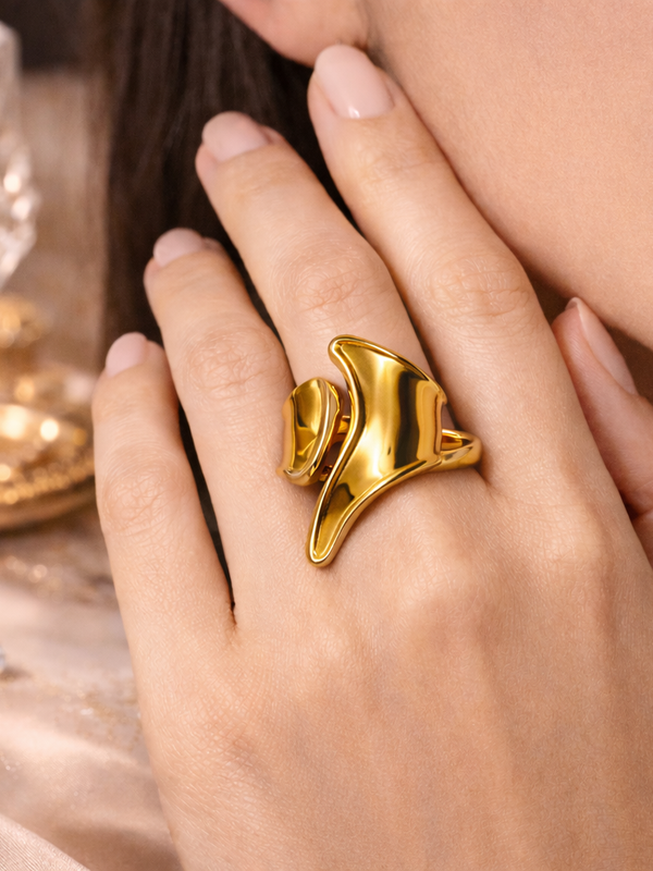 Aurora Sculpted Gold-Plated Statement Ring