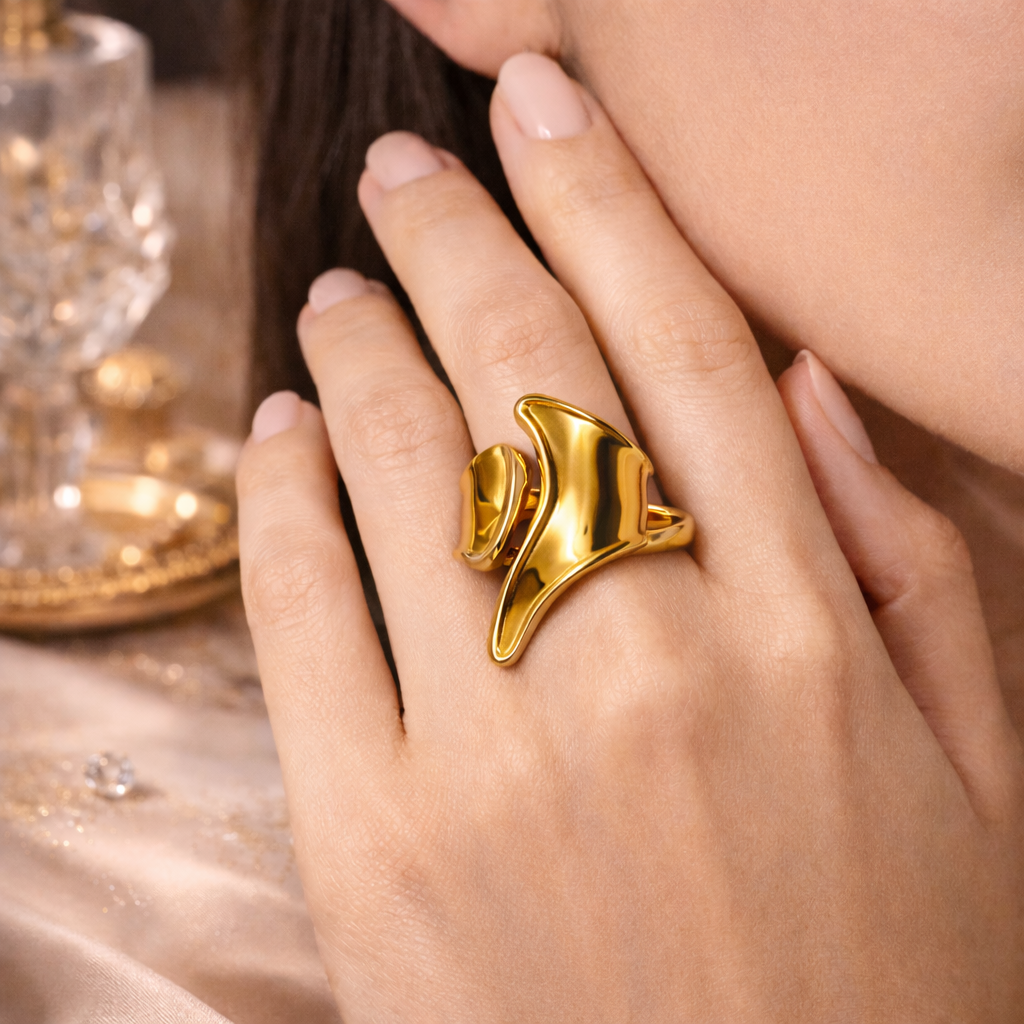 Aurora Sculpted Gold-Plated Statement Ring