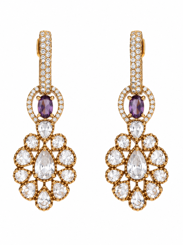 Afsana Amethyst Polki Necklace & Earrings Set