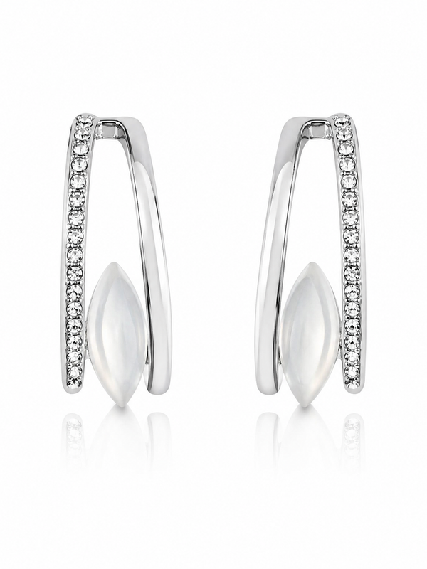 Aria Mother of Pearl Pavé Drop Earrings (Silver)