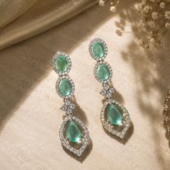Serena Mint Crystal Drop Earrings
