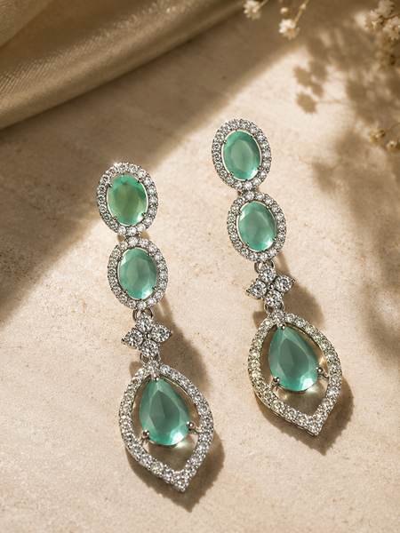 Serena Mint Crystal Drop Earrings