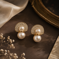 Aurielle Pearl Pavé Stud Earrings