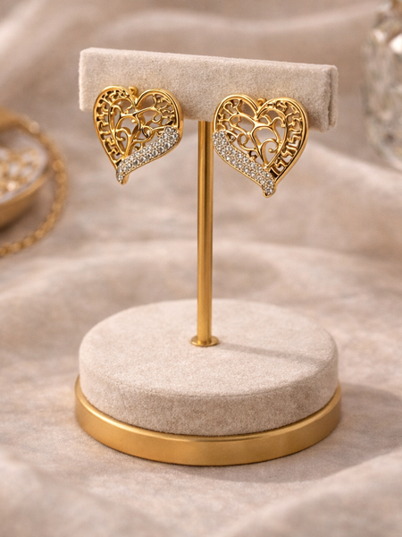 Eterna Filigree Heart Stud Earrings