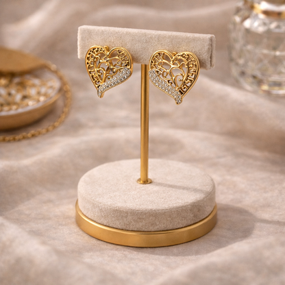 Eterna Filigree Heart Stud Earrings