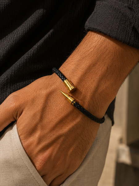 The Gold Nail Leather Bracelet