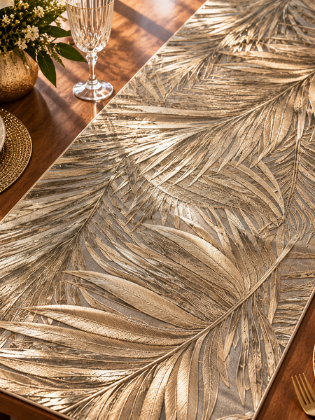 Golden Canopy Dining Set – 1 Runner + 6 Table Mats