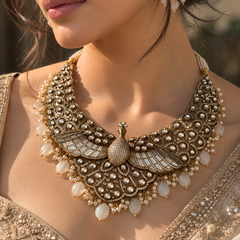 Mayur Mahal Kundan Necklace & Earrings Set