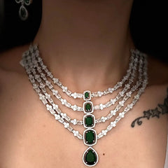 Emerald Cascade Diamond Necklace Set