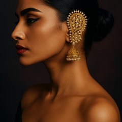 Regal Paisley Kundan Jhumka Ear Cuffs