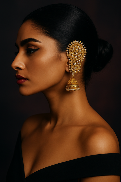 Regal Paisley Kundan Jhumka Ear Cuffs