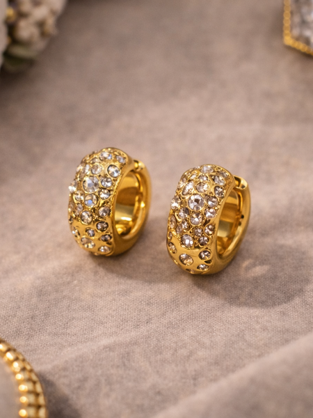 Aurora Pavé Gold Hoop Earrings