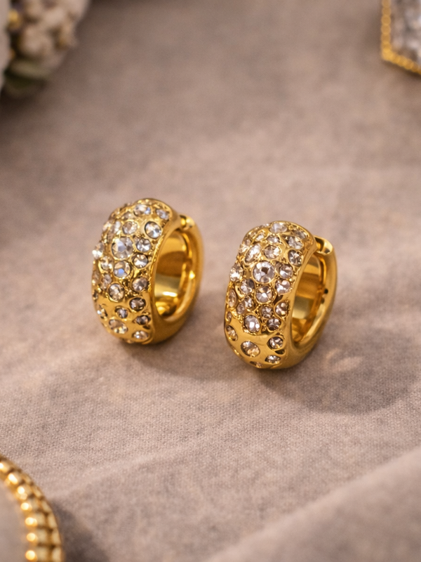 Aurora Pavé Gold Hoop Earrings