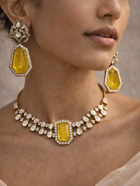 Yellow Sapphire Noor Heritage Necklace Set