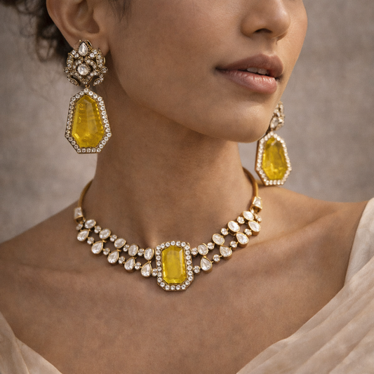 Yellow Sapphire Noor Heritage Necklace Set