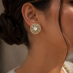 Meher Mint Kundan Studs