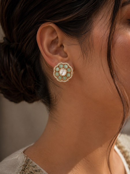 Meher Mint Kundan Studs