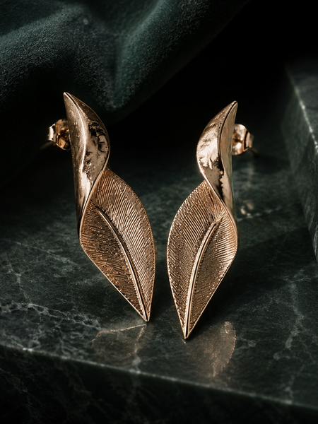 Elara Sculpted Leaf Earrings