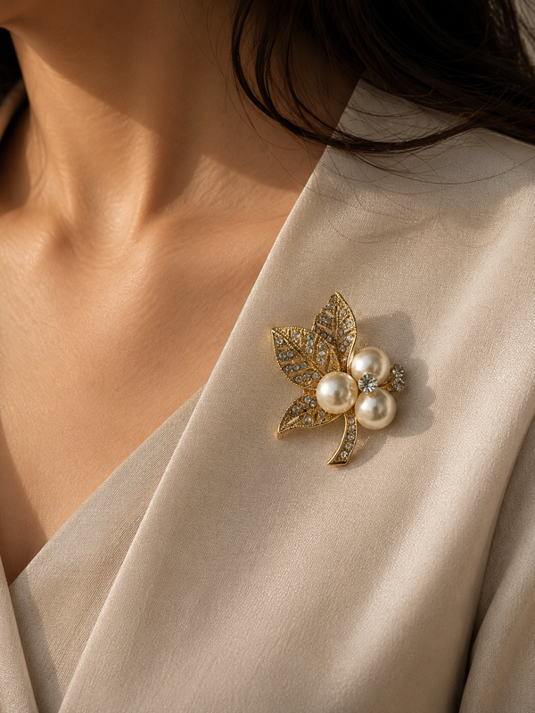 Pearl Garden Gold Brooch