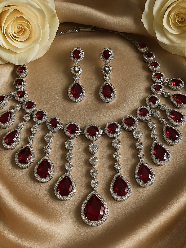 Rouge Cascade Diamond Necklace Set