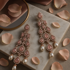Rosé Cascade Pearl Drop Earrings