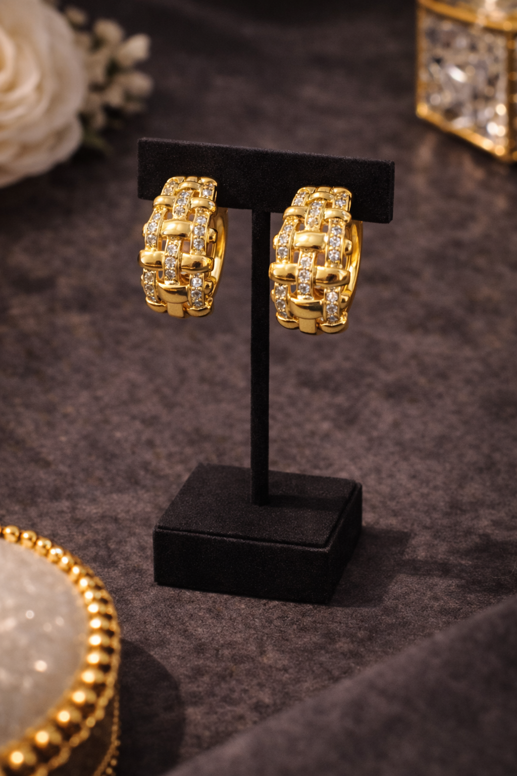 Aurelle Woven Crystal Hoop Earrings