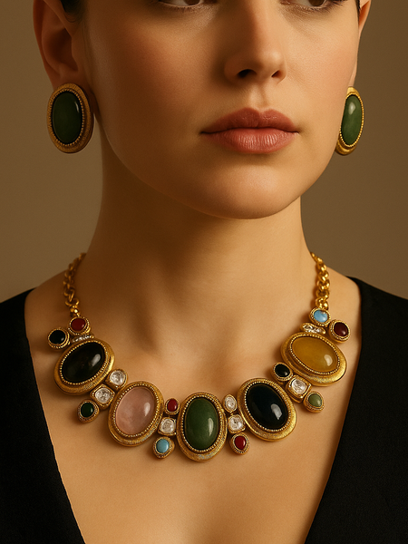 Polki Multistone Necklace Set
