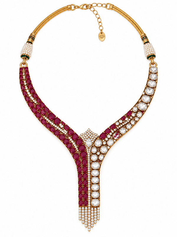 Noor Ruby Polki Necklace & Earrings Set