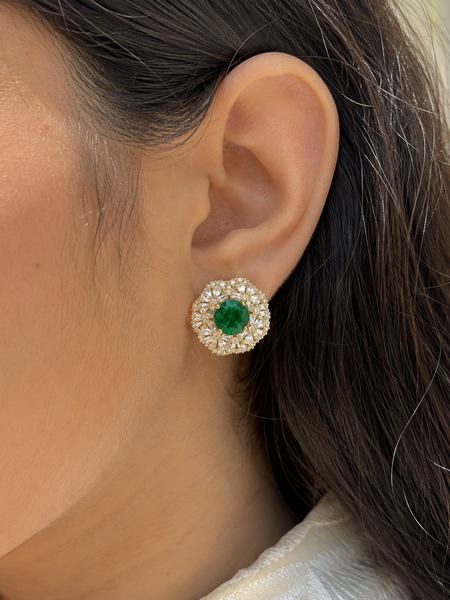Emerald Blossom Stud Earrings