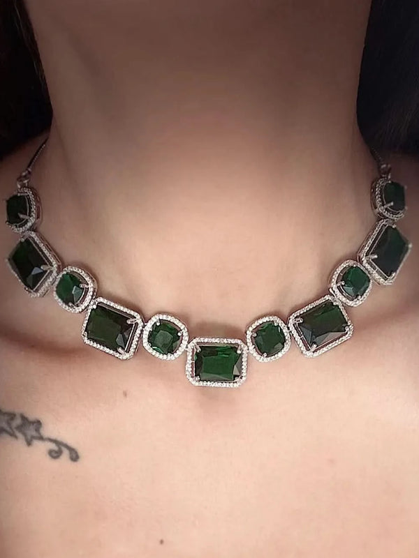 Imperial Emerald Diamond Necklace Set