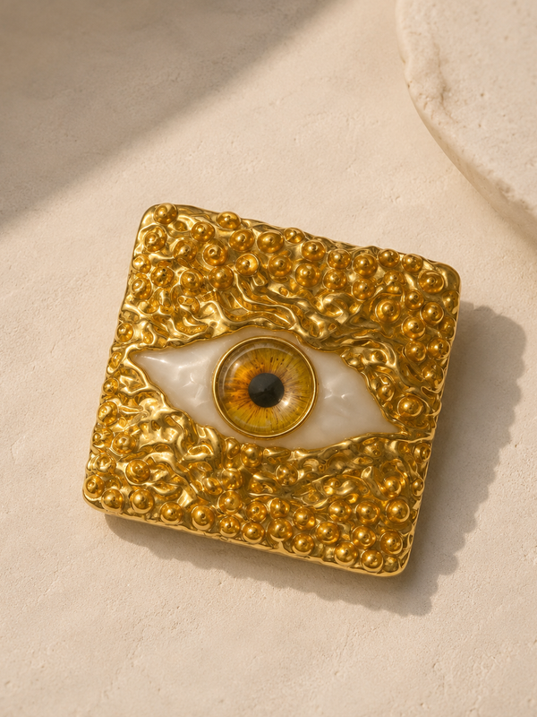 Golden Evil Eye Statement Brooch