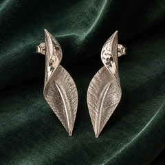 Sylva Silver Sculpted Leaf Earrings