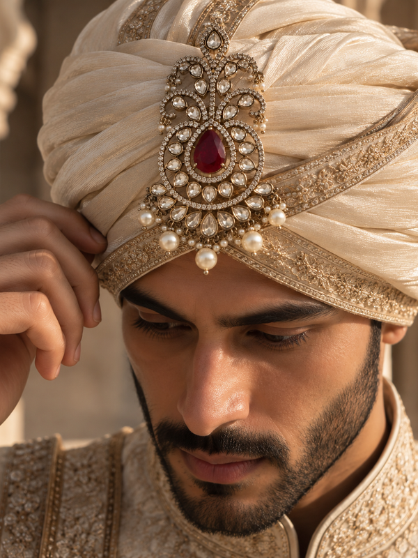 Ruhan Ruby Kundan Men’s Kalgi